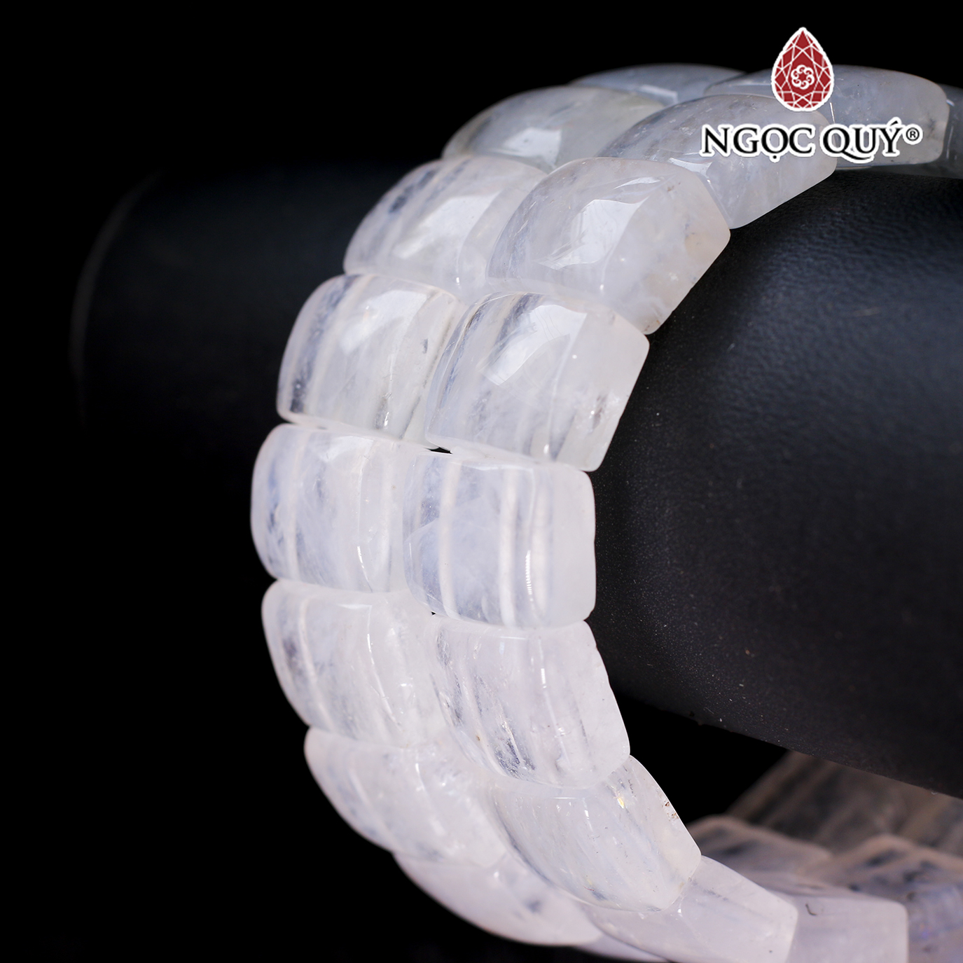 Vòng tay bản vuông đá thạch anh ưu linh trắng mệnh thủy kim - Ngọc Quý Gemstones