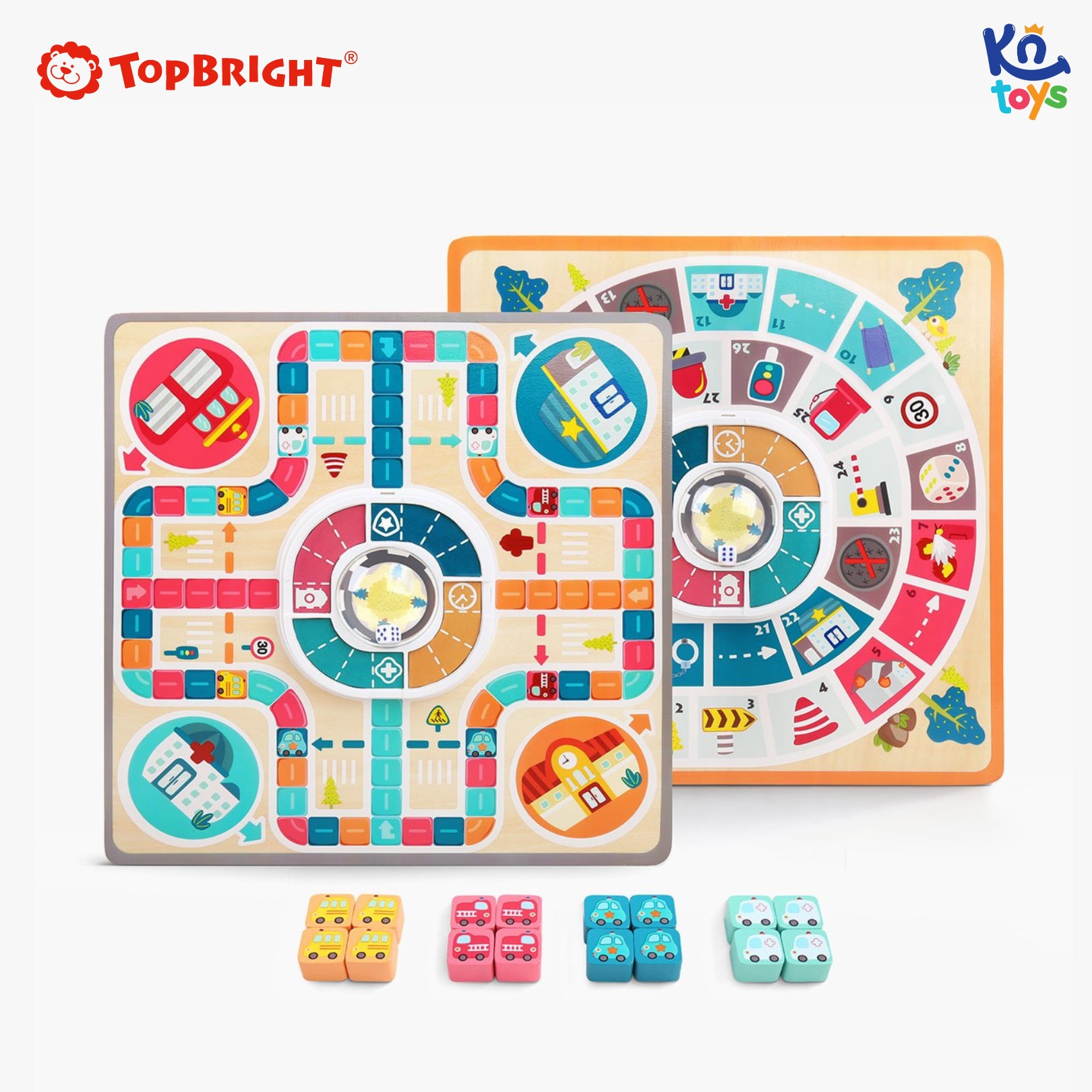 Đồ chơi Cờ cá ngựa phiên bản ô tô bằng gỗ chính hãng TOPBRIGHT – Family Games Motown Flying Chess