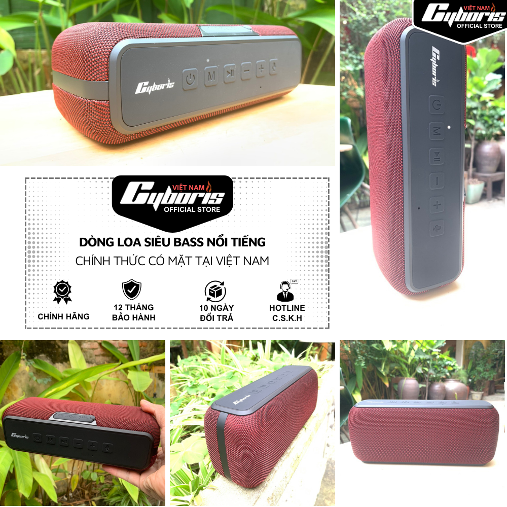 Loa Bluetooth Cyboris V7 Pro, Loa siêu Bass, Công suất 60W, Chống nước IPX5, Pin 6600mAh. Hàng Chính Hãng