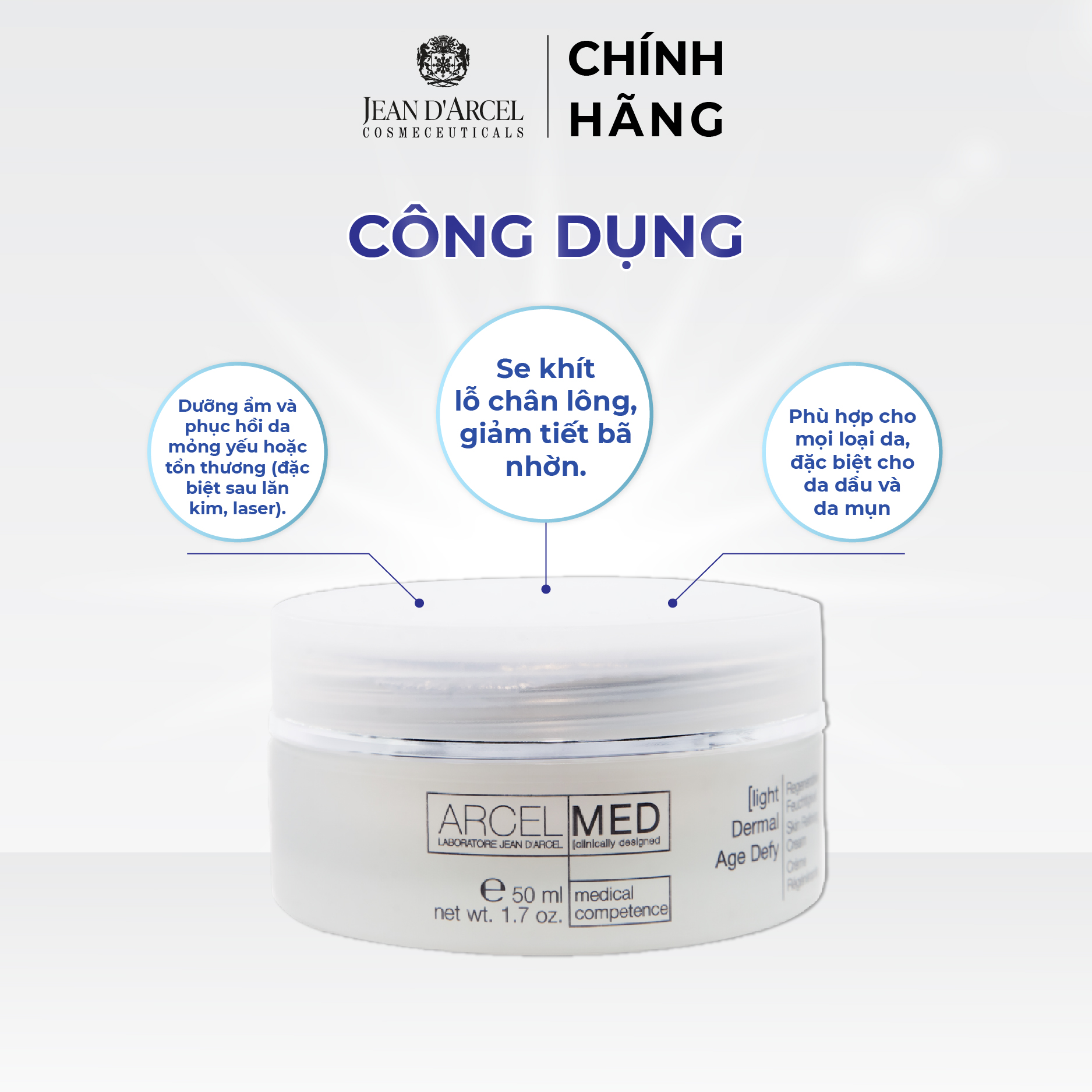 J19 Kem phục hồi da yếu hoặc bị thương tổn Arcelmed - Dermal Age Defy 50ml - JDA