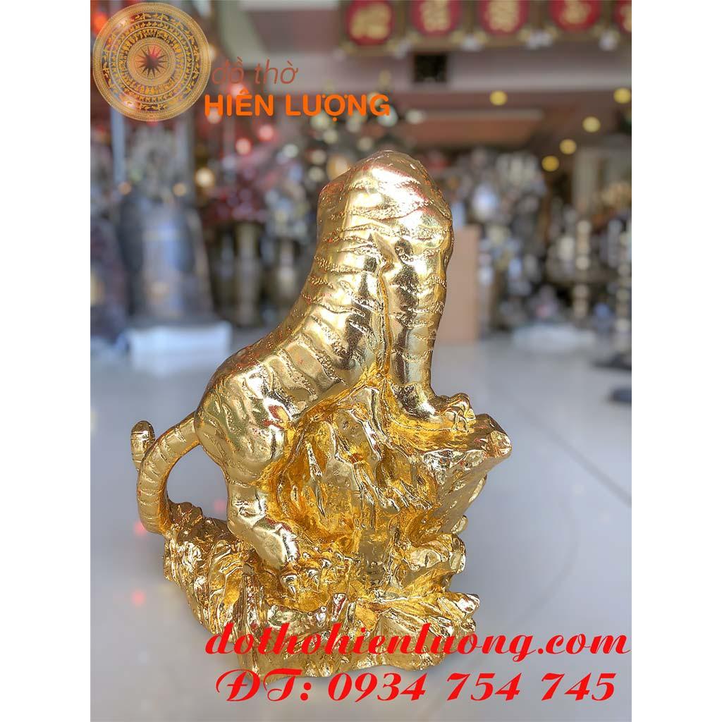 Tượng Hổ Đứng Dát Vàng 24K