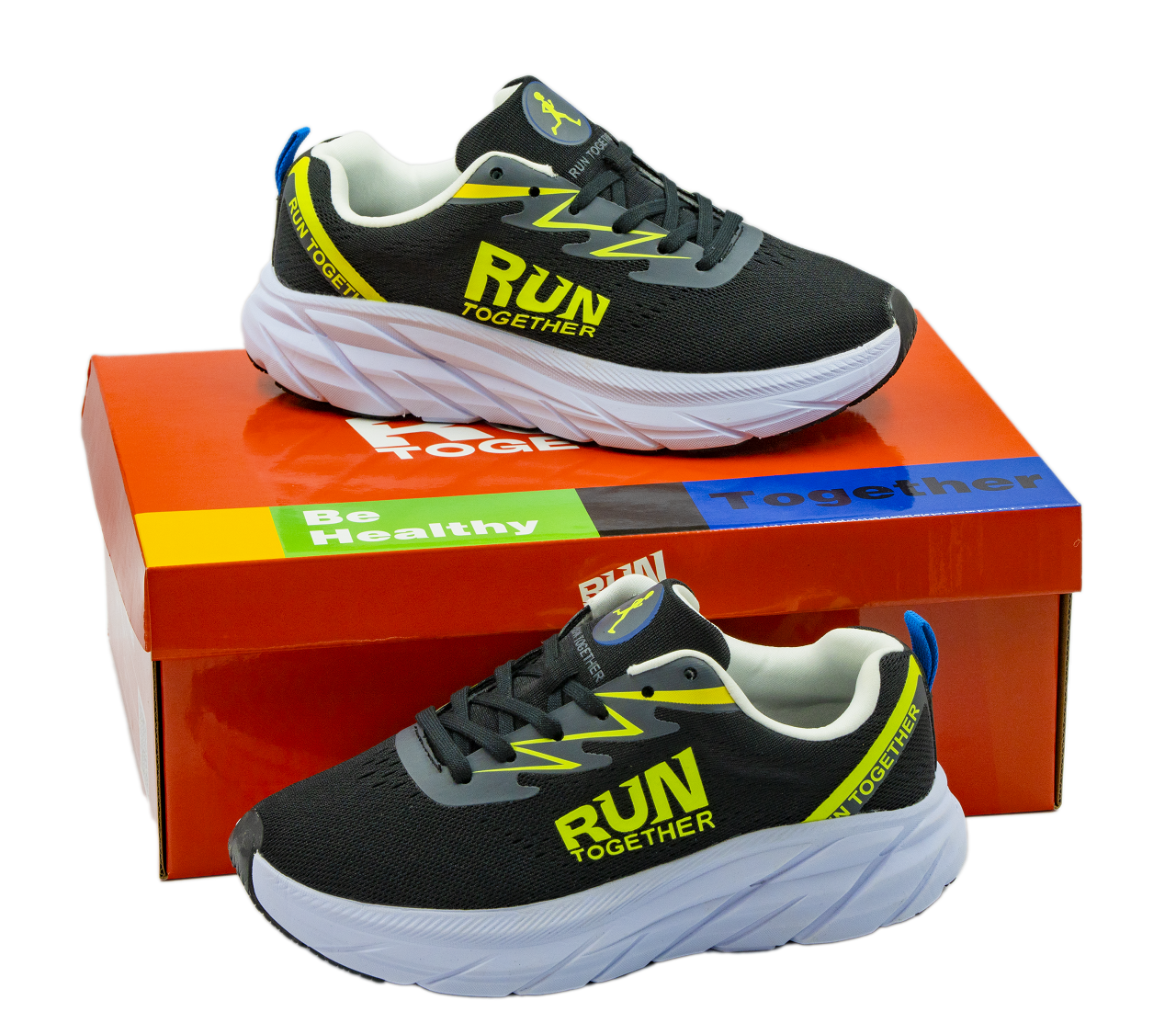 Giày thể thao chạy bộ Run Together công nghệ gắn chip thông minh - Giày sneaker màu đen đế cao