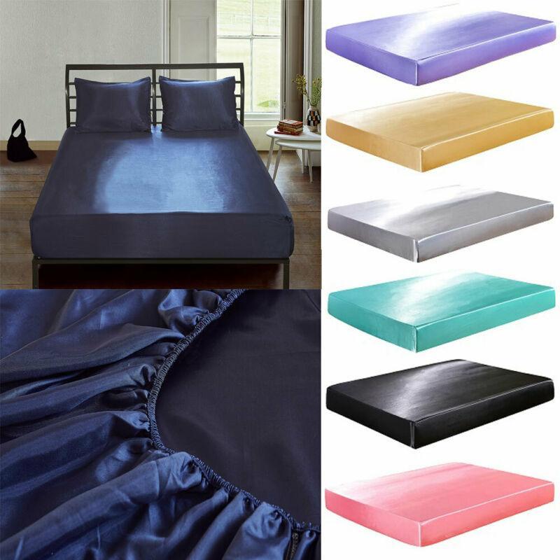 Faroot Lụa Satin Giường Trang Bị Tấm Thun Tờ Polyester & Cotton Giường Đơn Tấm Trải Giường Bộ