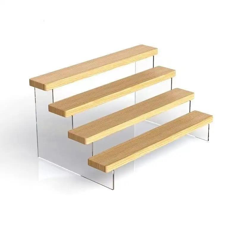 Kệ mica mặt gỗ trưng bày mô hình sẩn phẩm, nước hoa, Mỹ phẩm, nhiều tầng - Mica gỗ 30x6x5cm