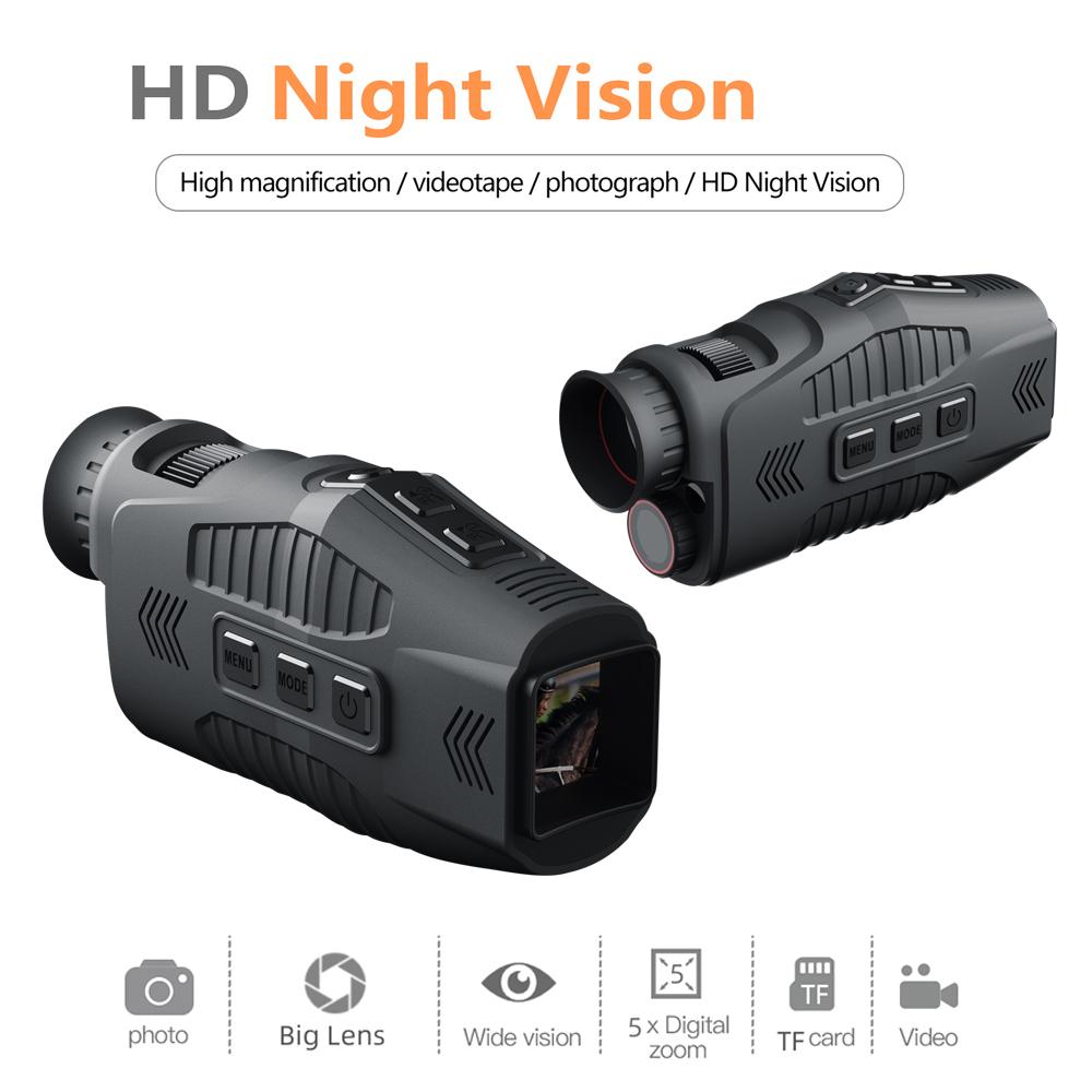 1080P Portable Monocular Infrared Night-Visions Device Day Night Use Photo Video Taking 5X Digital Zoom 300M Full Dark Viewing Distance for Outdoor Hunt Boating Journe