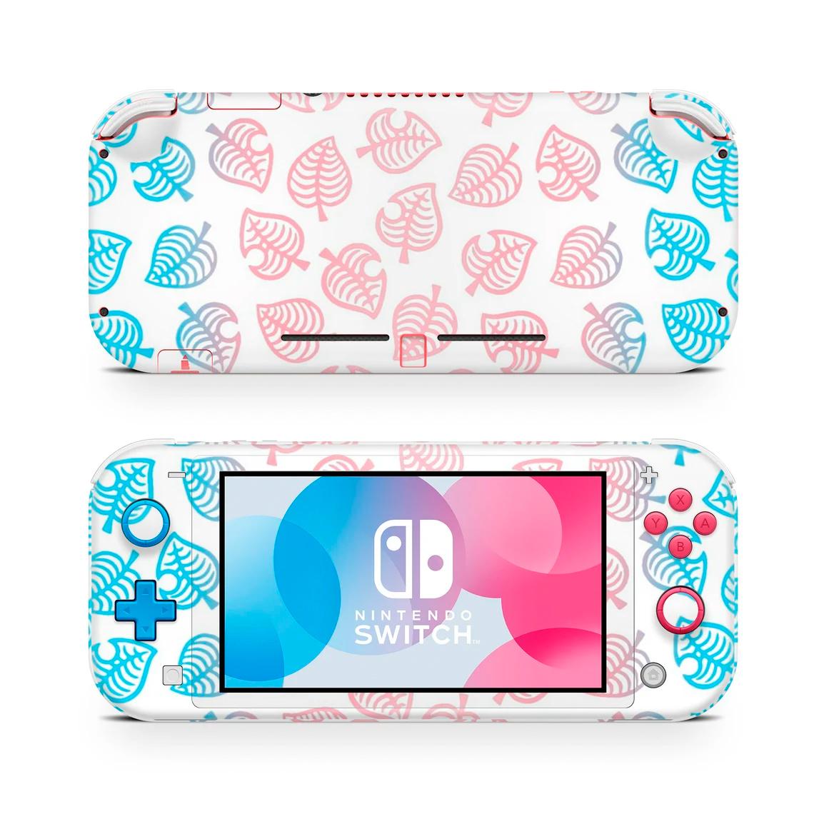 Skin decal dán Nintendo Switch Lite mẫu lá hồng lá xanh (dễ dán, đã cắt sẵn)