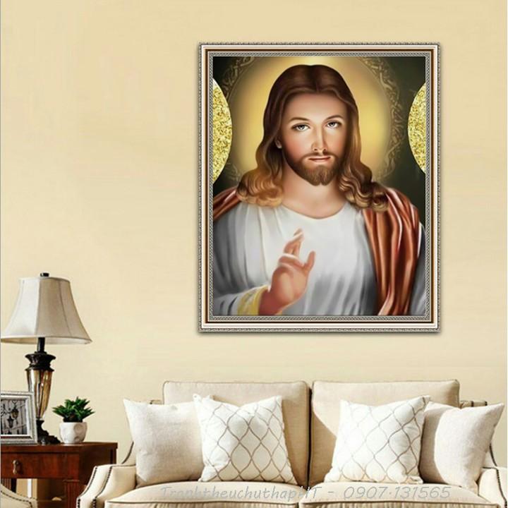 Tranh thêu chữ thập Chúa Jesu LV3029 - size: 50*61cm