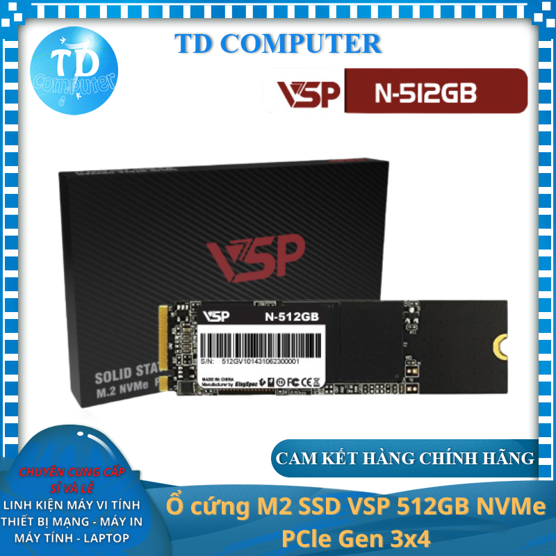 Ổ cứng M2 SSD VSP 512GB NVMe PCle Gen 3x4 - Hàng chính hãng Tech Vision phân phối