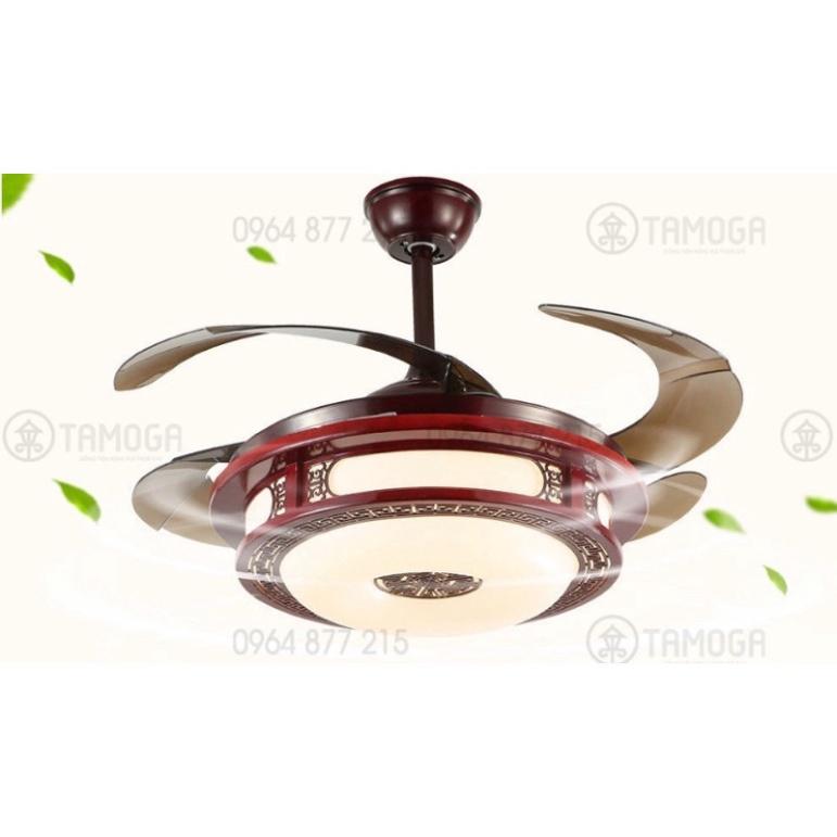 Quạt có đèn, quạt cánh gỗ tô điểm phòng tiếp đón khách HAPOVA DQ 8026 + khuyến mãi khiển