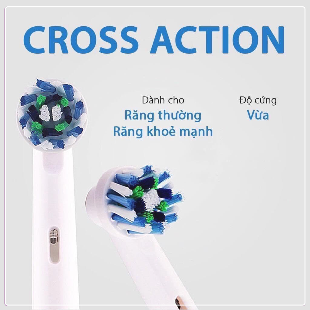 Cho máy Oral B Braun Cross Action EB-50A, Set 4 cái/ vỉ, Bộ 4 đầu bàn chải đánh răng điện đánh tan mảng bám. Tặng kèm móc khóa – Minh House