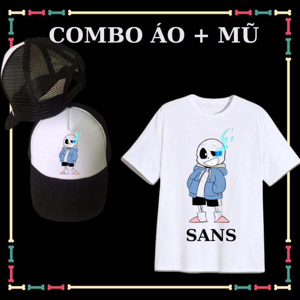 COMBO ÁO + MŨ/NÓN IN HÌNH SANS UNDERTABLE CHO BÉ TRAI