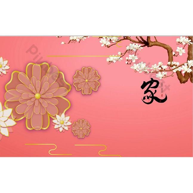 Tranh dán tường Tường nền hoa ngọc lan hiện đại độc đáo, tranh dán tường 3d hiện đại MS1069036