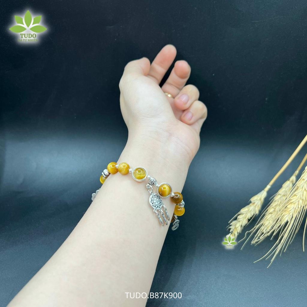 Vòng Tay Nữ Đẹp - Vòng Phong Thủy Mệnh Thổ, Kim TUDO VCBMHVT AG925 B87K900 Charm Dreamcatcher, Cỏ 4 Lá May Mắn