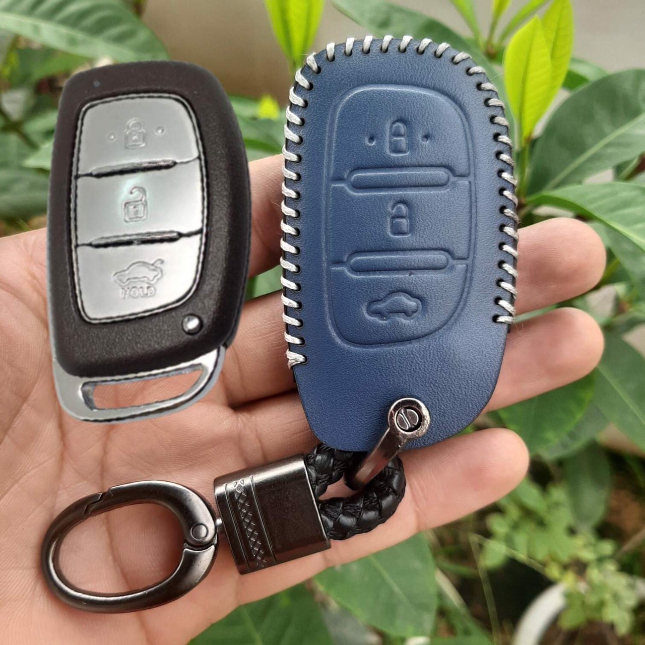 Bao Da Chìa Khóa HYUNDAI I10, Elantra, Tucson, i20 smk . Da Bò Nhập Khẩu ITALIA, Khắc Tên + Số ĐT Chủ Xe