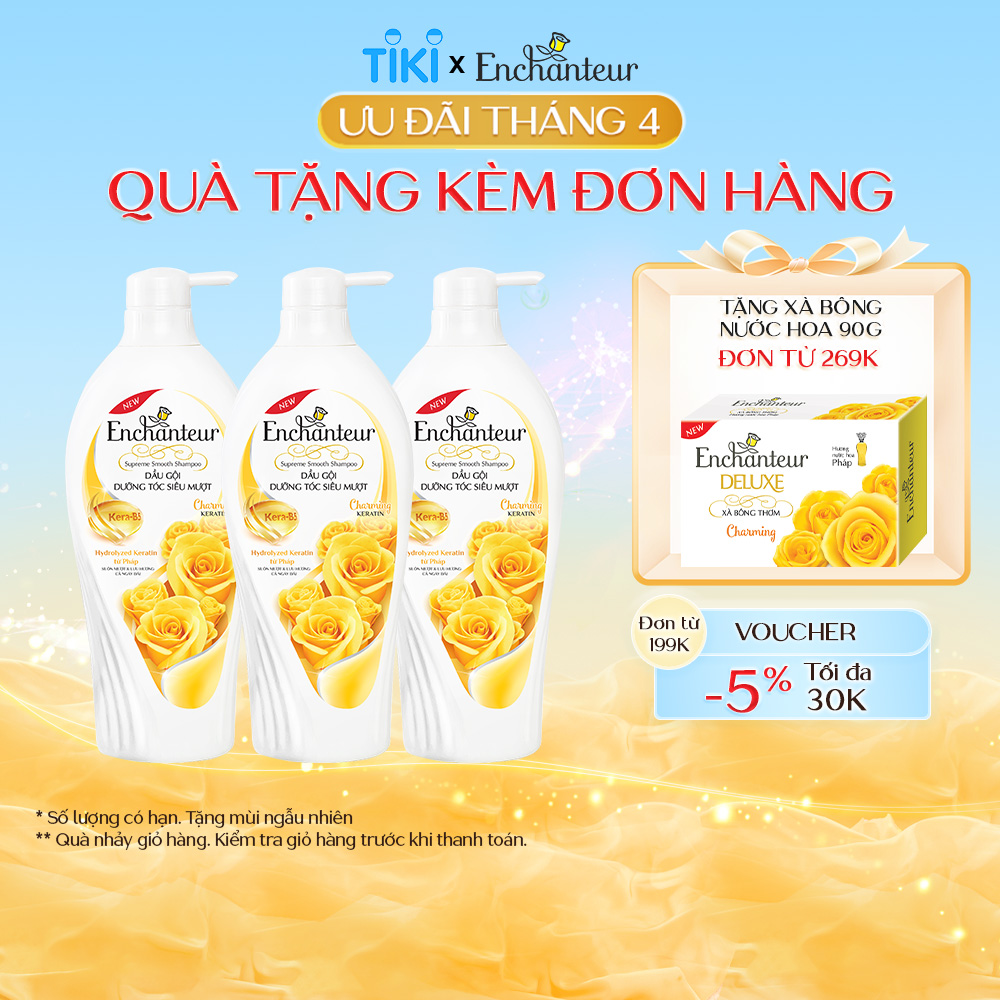 Combo 3 Dầu gội dưỡng tóc siêu mượt Enchanteur Charming Keratin 650gr/Chai