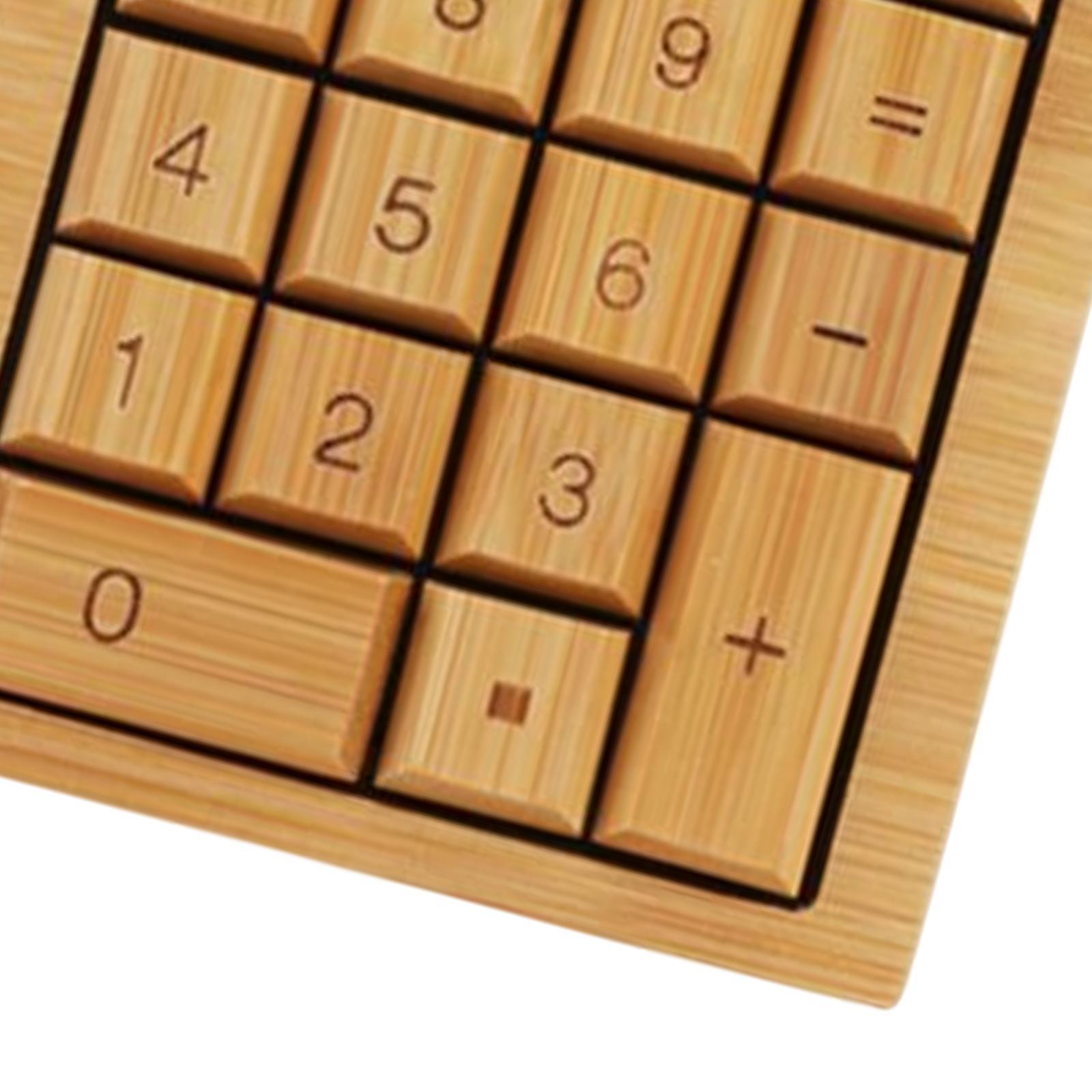 Bamboo Calculator Solar Power 18 Buttons Desktop Calculator Waterproof Portable Anti Static 12 digits Functional for Home Business Office