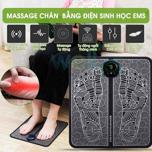 Thảm Massage Chân Ems Giúp Lưu Thông Khí Huyết, Giảm Đau Nhức Tê Mỏi Chân, 8 Chế Độ Massage Thông Minh