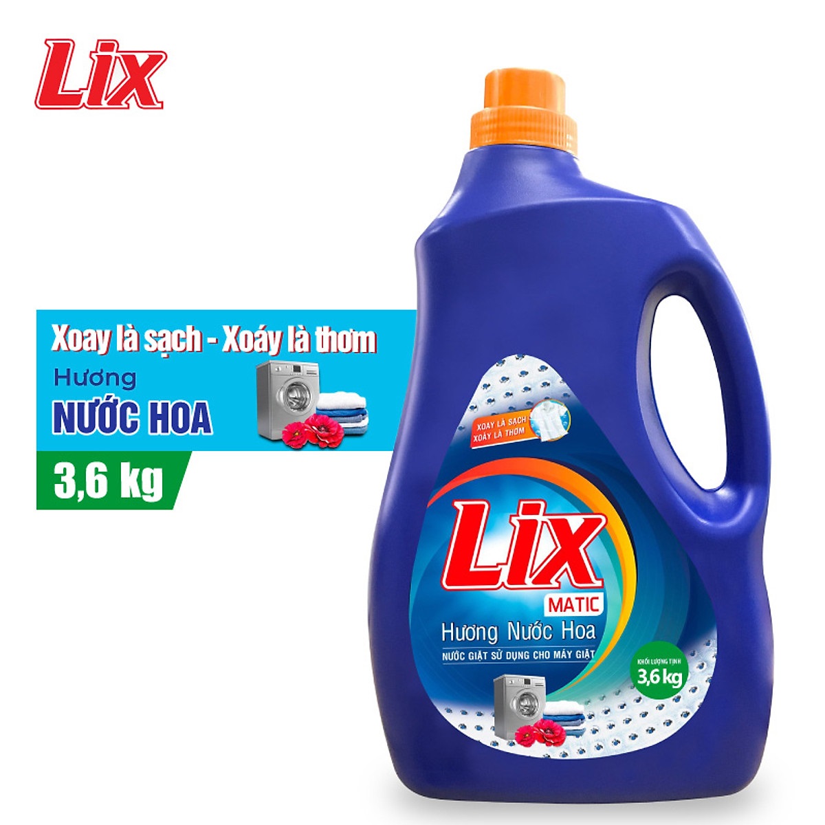 Combo 2 chai Nước giặt Lix Matic hương nước hoa 3.6Kg NGM40 - chuyên dụng cho giặt máy