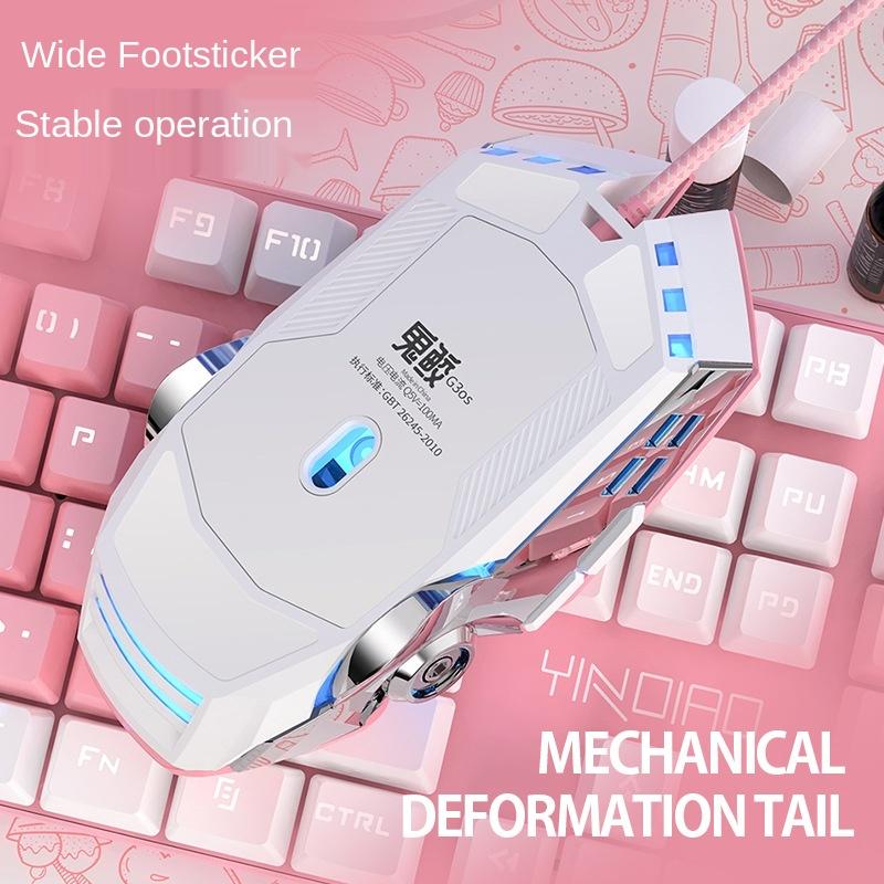 3200Dpi Hồng Chuột Chơi Game Có Dây Bé Gái Dễ Thương Hay Cơ Học Chơi Game Macro Silent Chuột Văn Phòng Cho PC Máy Tính Bảng Trò Chơi
