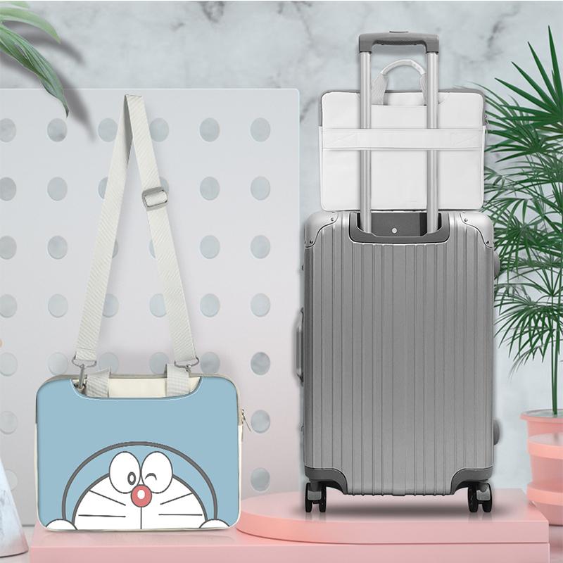 Doraemon Túi Laptop 13.3 14 15.6 17.6 Inch Ốp Lưng Da PU Chống Thấm Nước Sứ Giả Túi Có Dây Đeo Mang Theo Túi 2021