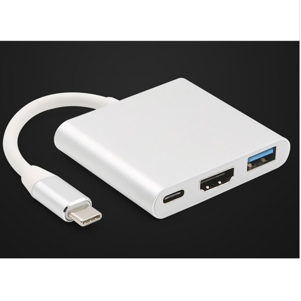 3 In 1 Type C To 4K HD HDMI & USB 3.0 & USB-C Charging Hub Adaptor Converter