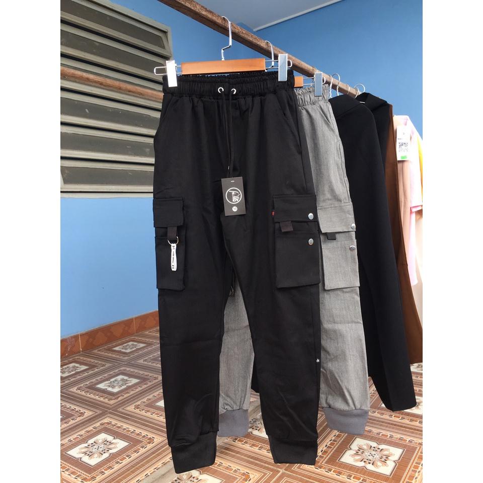 Quần kaki jogger Túi Hộp nai Dài Bo Gấu - Chất Vải Kaki Kiểu Thể Thao UNISEX Hai Màu Đen, xám. 03x