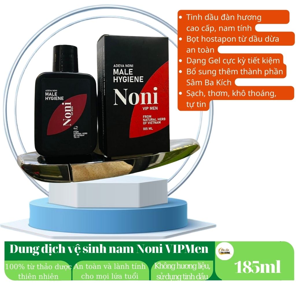 Dung dịch vệ sinh nam Noni VIP Men - 185ml - Tinh dầu đàn hương sang trọng và nam tính, chất tạo bọt dịu nhẹ hostapon nguồn gốc dầu dừa, thành phần từ thảo dược tự nhiên an toàn và lành tính cho mọi lứa tuổi