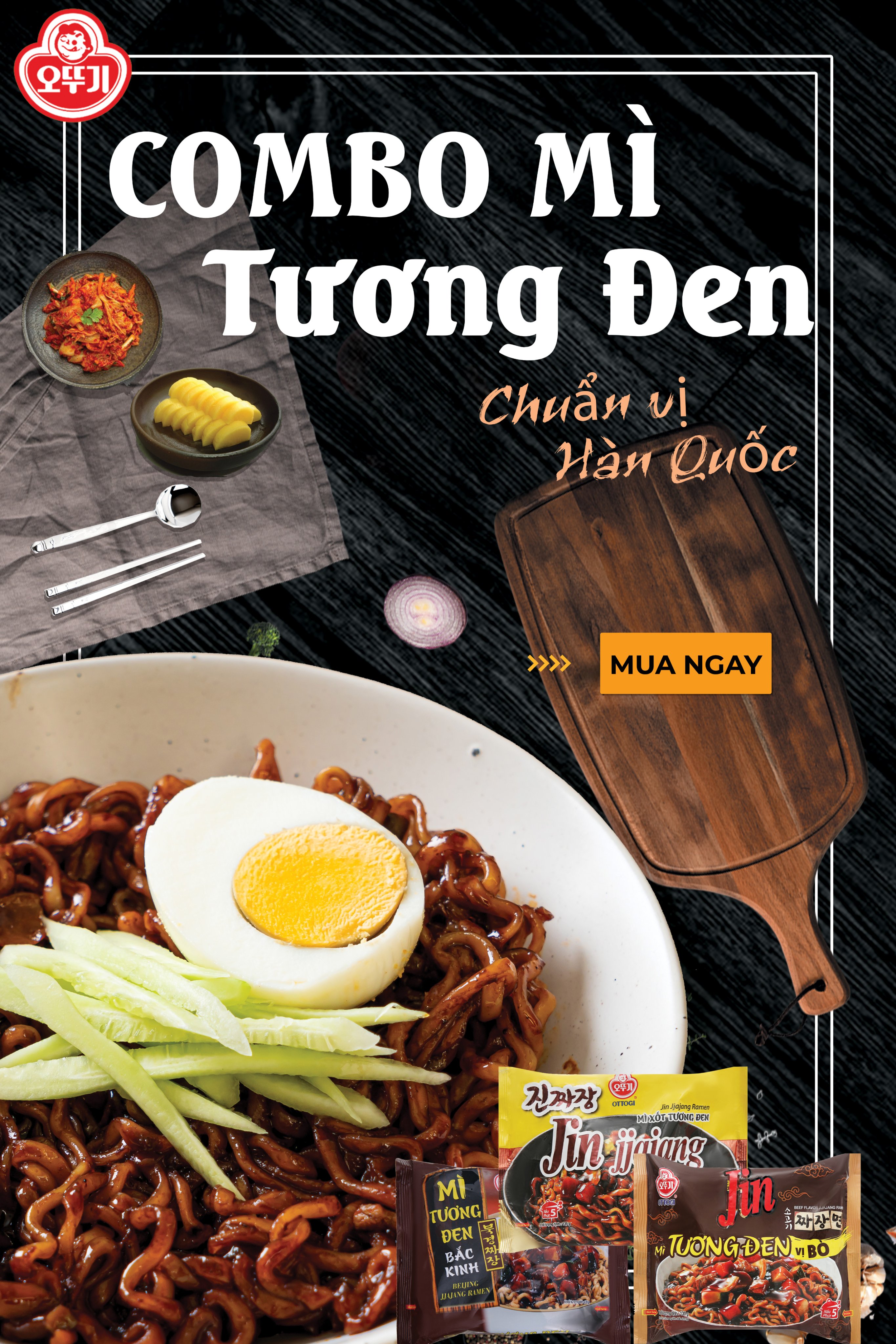 Combo 3 Vị Mì Tương Đen Ottogi 135G X3