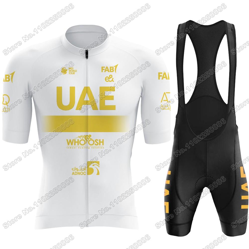Đội Vàng UAE 2023 Đi Xe Đạp Quần Áo Thời Trang Mùa Hè Bộ Quần Áo Đạp Xe Jersey Tay Ngắn Cao Cấp Xe Đạp Đường Bộ Áo Sơ Mi Phù Hợp Với MTB Color: 8 Size: XXS