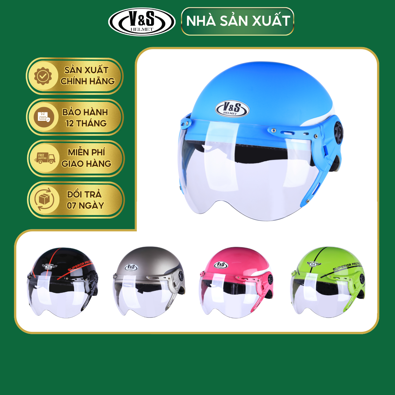 Mũ Bảo Hiểm Trẻ Em 1/2 V&amp;S Haly VS03K Hàng Chính Hãng Bảo Hành 12 Tháng Sản Phẩm Thời Trang Và Cao Cấp