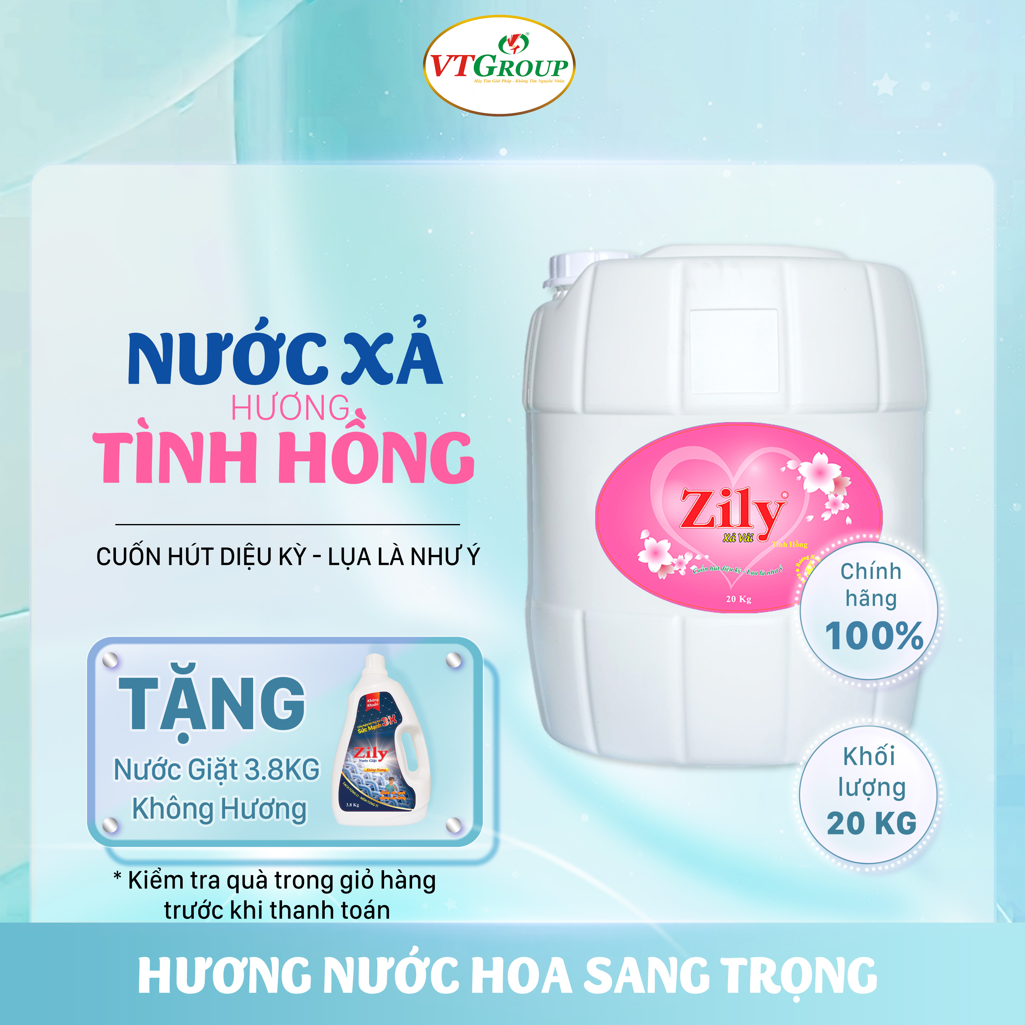 Nước xả vải Zily can 20kg - Tặng 1 Chai Xịt Thơm &amp; Khử Mùi Zily 300g