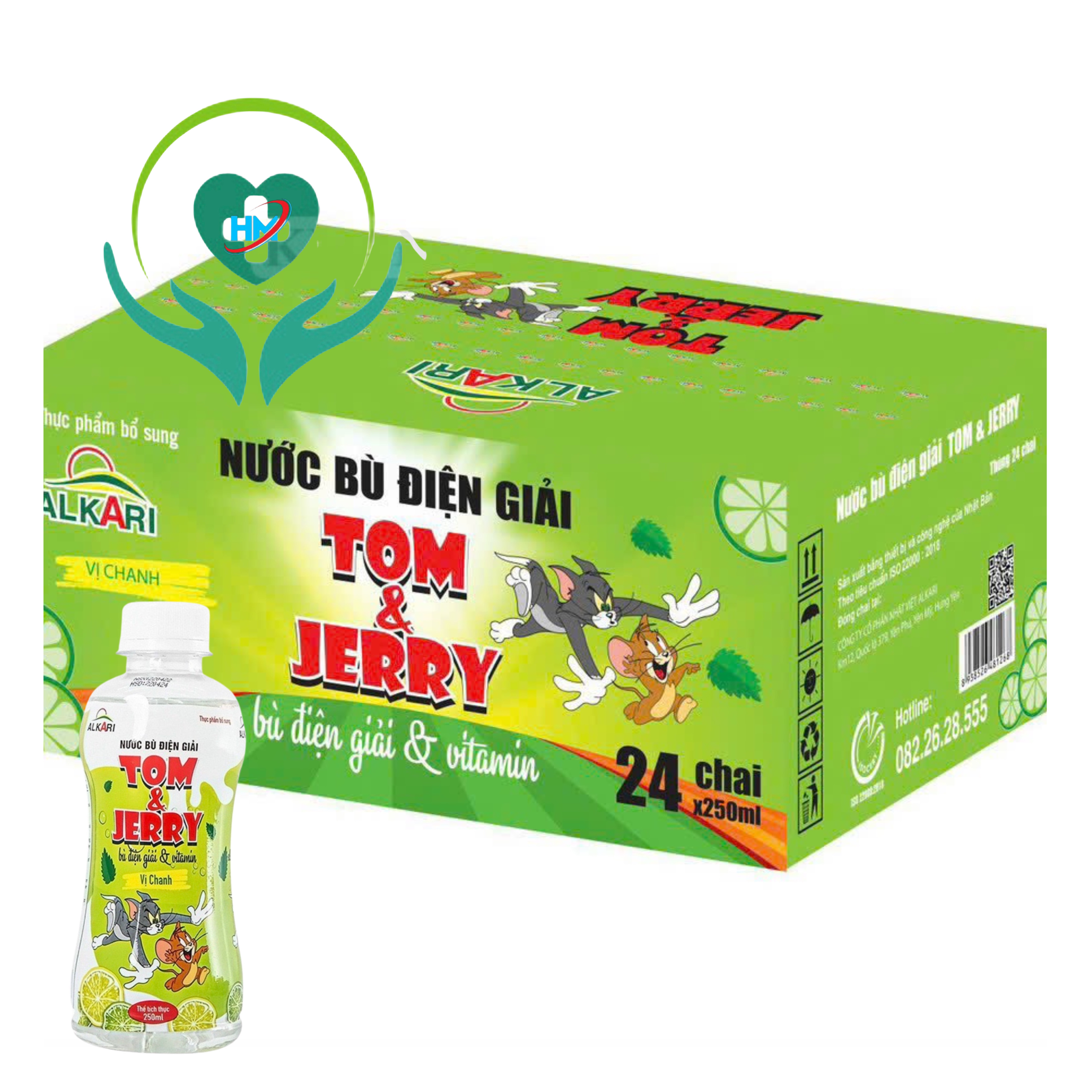 ￼Nước điện giải vị chanh Tom & Jerry ( thùng 24 chai * 250ml) - Phục hồi sức khoẻ, bù nước và chất điện gi