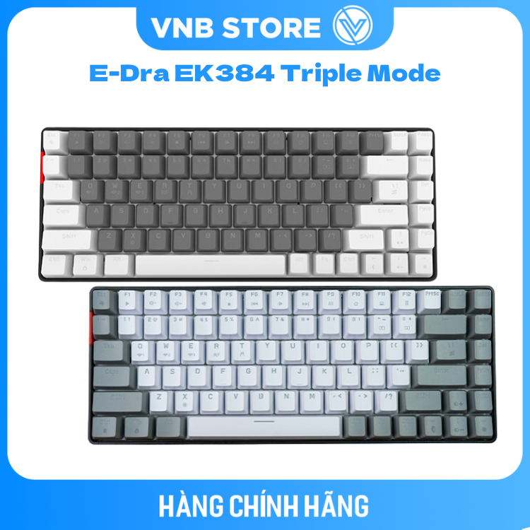 Bàn phím cơ Gaming E-Dra EK384 Triple Mode Alpha / Beta ( Wired / Wireless 2.4Ghz / Bluetooth ) - Hàng chính hãng