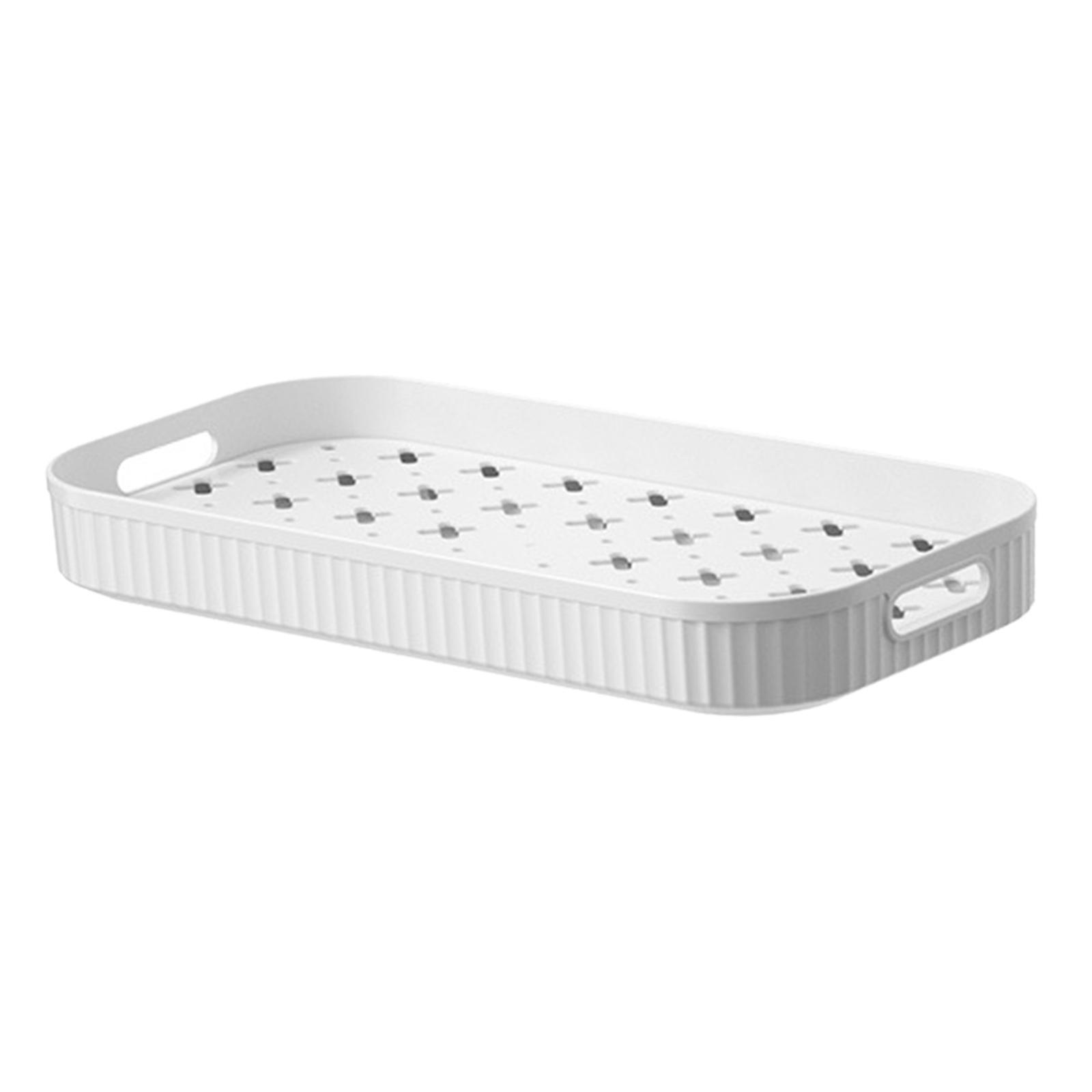 Storage Tray Holder Drain Basket with Handle Portable for Bedroom Kitchen Supplies