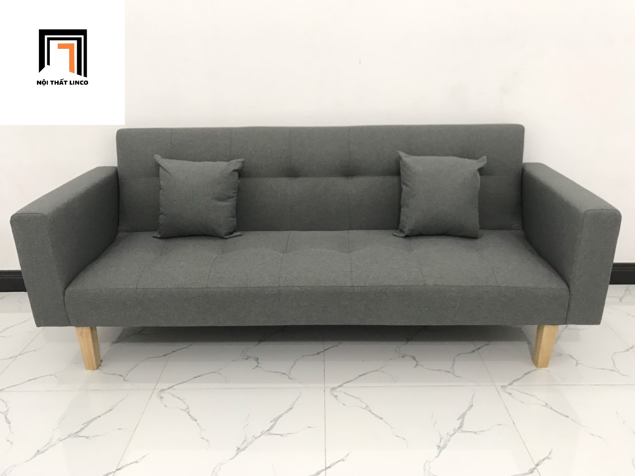 Ghế sofa bed giường nằm TV xám đậm vải bố