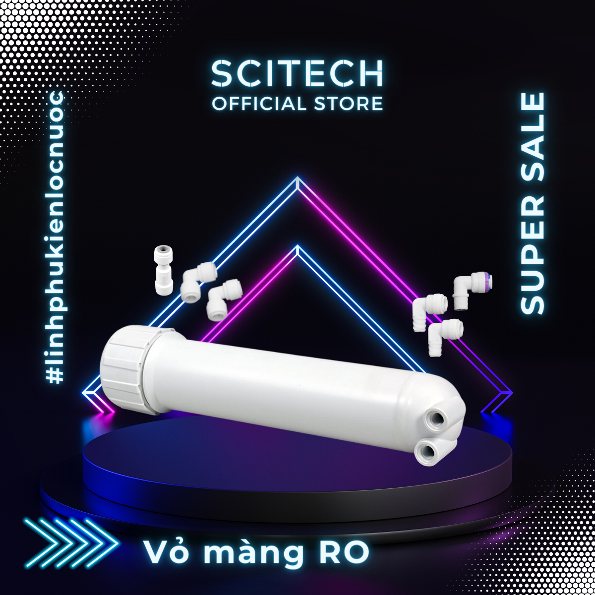 Vỏ màng RO kèm van 1 chiều và co nối dùng trong máy lọc nước - Hàng chính hãng