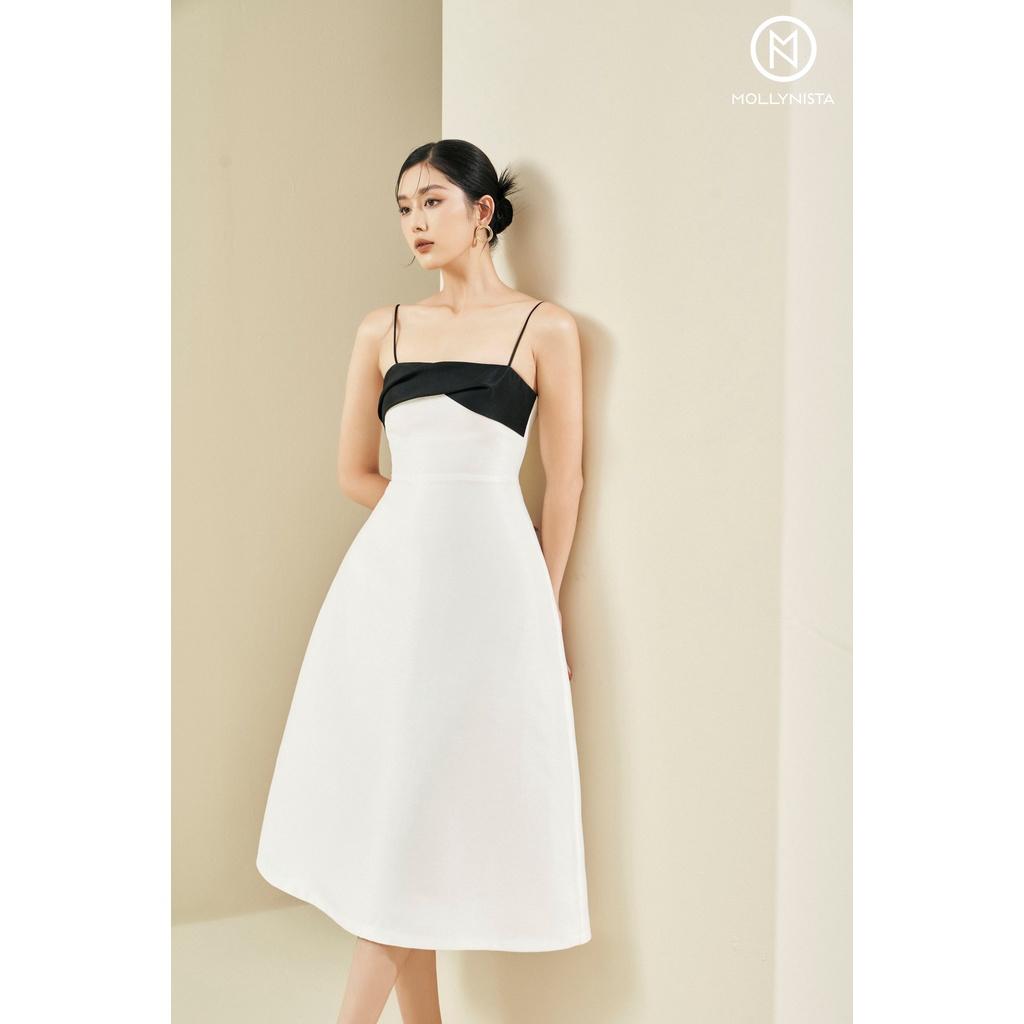 MOLLYNISTA - Đầm Jeana 2 dây phối ngực tiểu thư nữ tính quyến rũ thiết kế cao cấp đi chơi đi tiệc