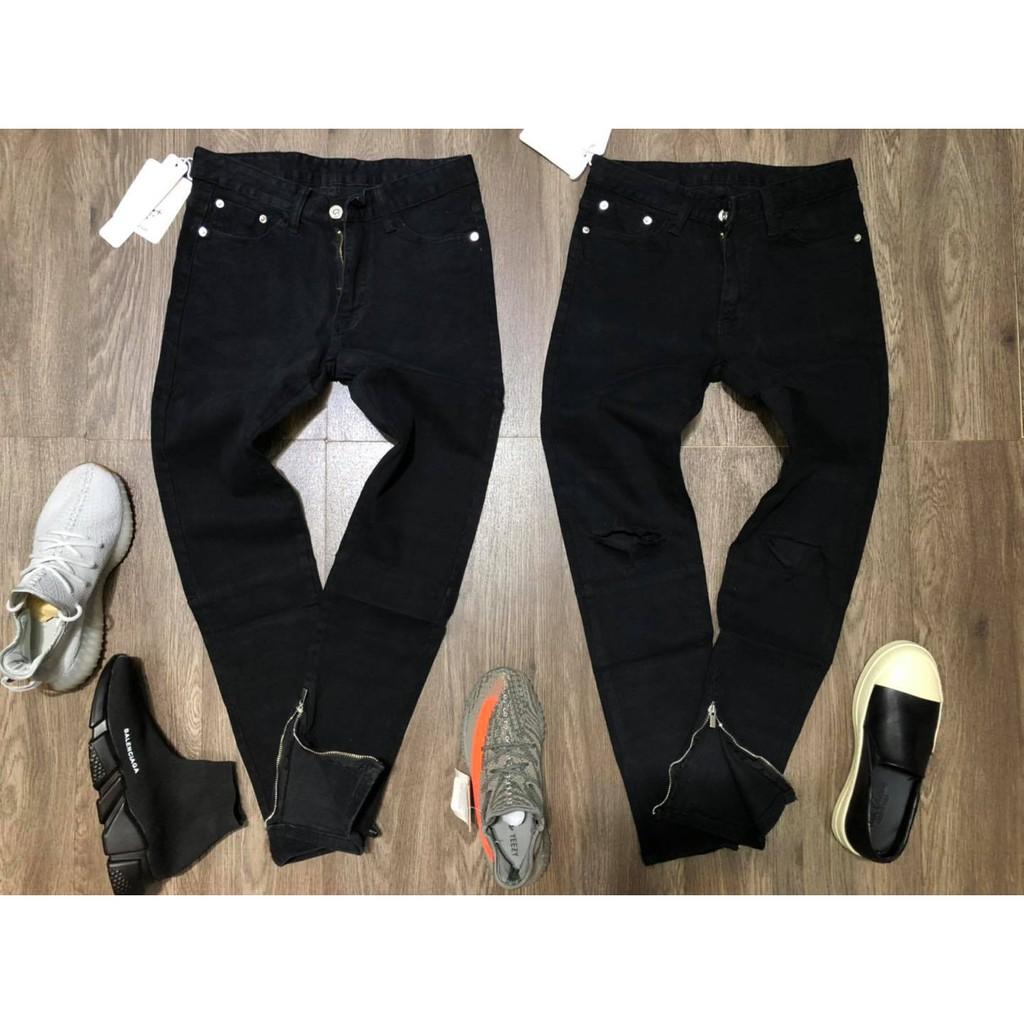 QUẦN JEAN SKINNY RÁCH GỐI KHÓA ZIP GẤU, KHÔNG ZIP GẤU SIÊU CẤP