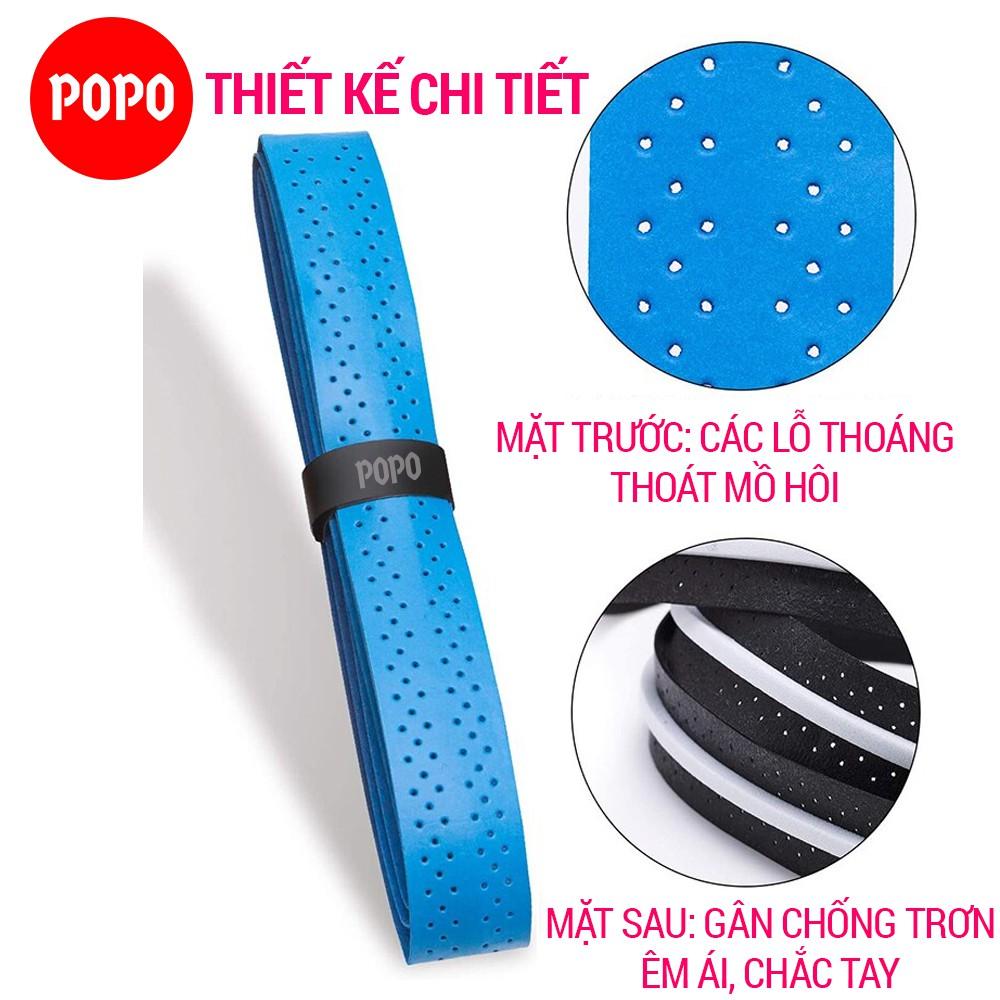 Quấn cán tennis, cầu lông Bộ 5 cái có gân chống trơn POPO chất liệu thoáng khí thoát mồ hôi