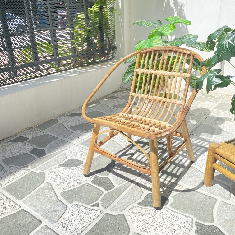 Combo bàn ghế mây tre HOME MÂY HOME MÂY đan tự nhiên và bàn gỗ xà cừ, phù hợp làm quán Cafe - 1 ghế