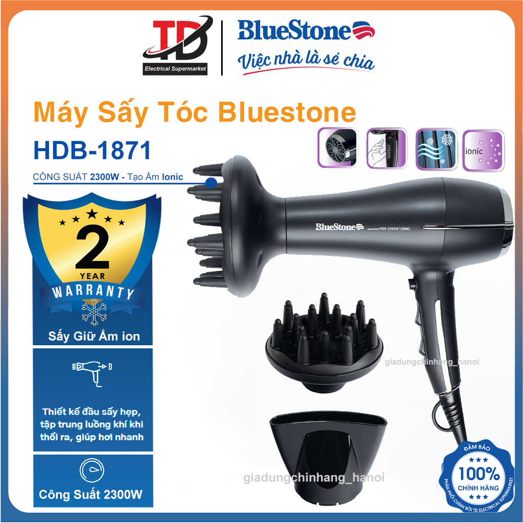 Máy sấy tóc Bluestone HDB-1871, Công Suất 2300W, Hàng Chính Hãng