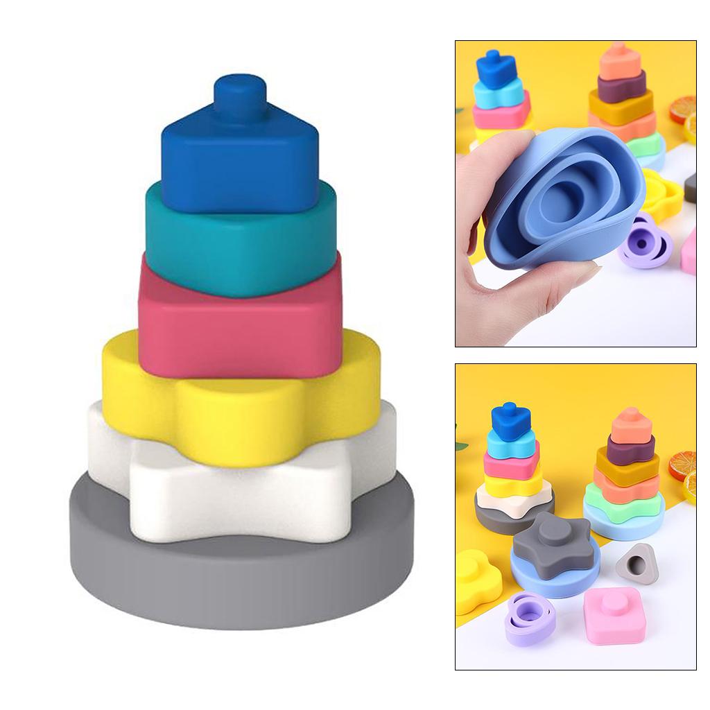 Montessori Toy Stacking Toys Silicone Educational Building Blocks Style 1