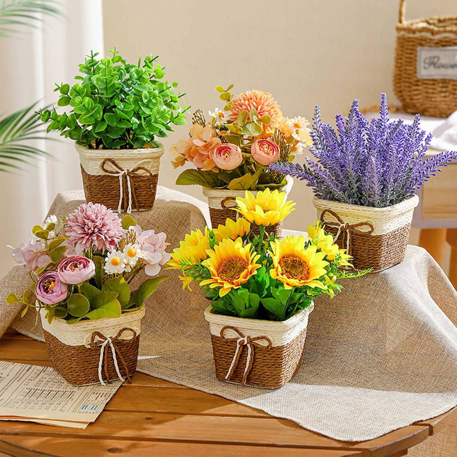Artificial Potted Flowers Artificial Flowers Bonsai Decorative Centerpieces Table Decor Flower Arrangement for Office Shelf Farmhouse Indoor