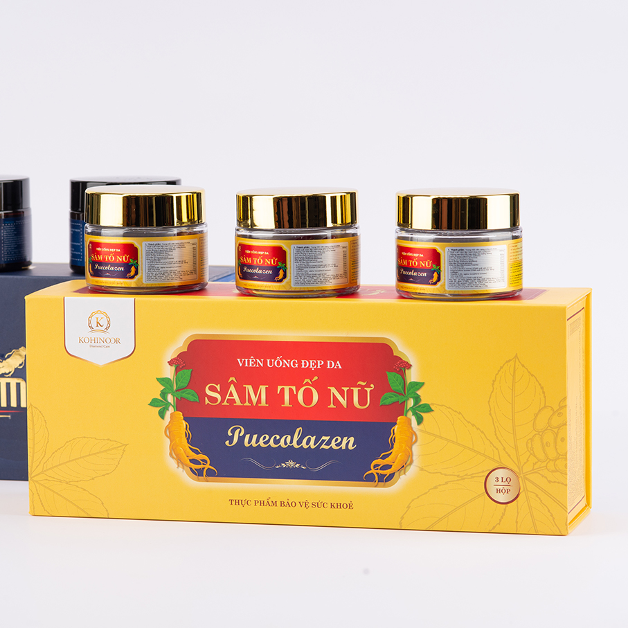 Viên Uống Đẹp Da Sâm Tố Nữ Puecolazen - Trắng Da/Mềm Mịn/Vitamin E/Tăng Insoflavone/Chống Lão Hóa/Suy Giảm Nội Tiết Tố/Tăng Estrogen - 45 Viên