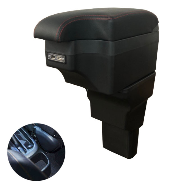 Hộp tỳ tay ô tô, xe hơi cao cấp dùng cho xe Hyundai i10 tích hợp 6 cổng USB