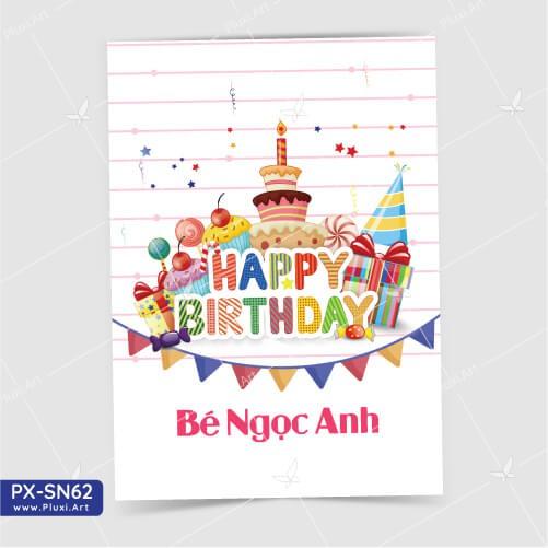 Thiệp thôi nôi – sinh nhật theo yêu cầu Pluxi