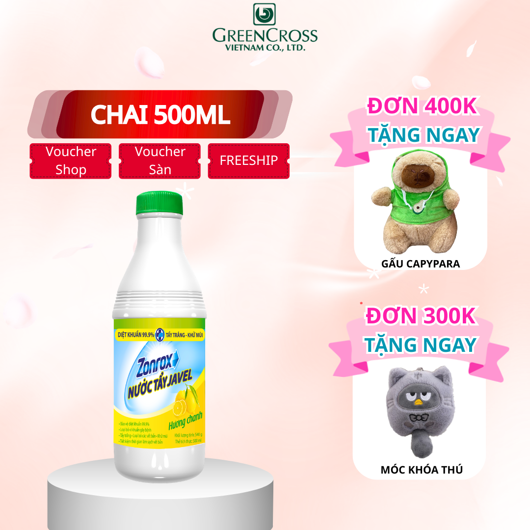Combo 6-24 chai Nước tẩy đa năng khử mùi chuyên dụng ZONROX JAVEL 6in1 500ml