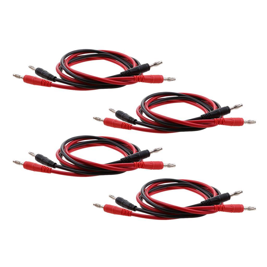 8 Pieces 1m 4mm Silicone Banana Plug to Stackable Banana Plug Test Cable Lead for Multimeter