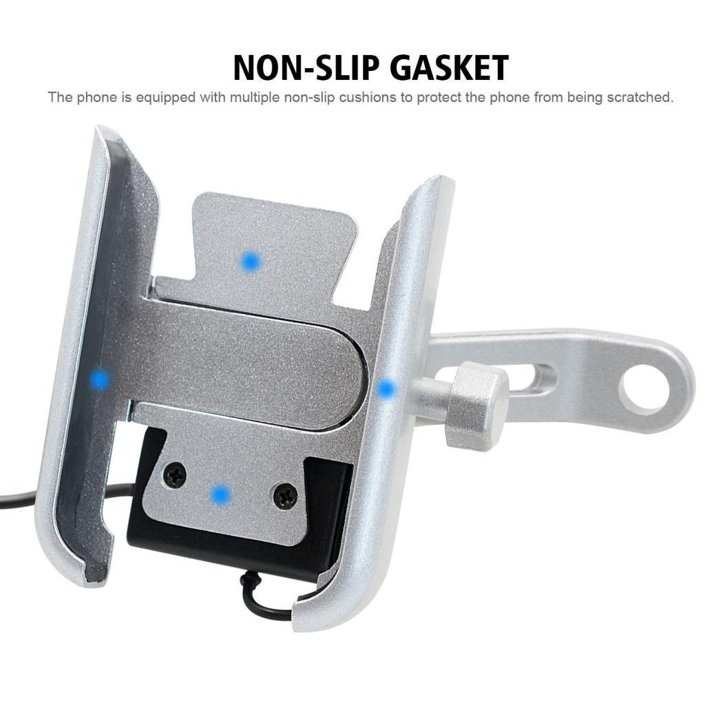 Universal Motorcycle Scooter Phone Mount Holder USB Charger for 4" - 6.5"