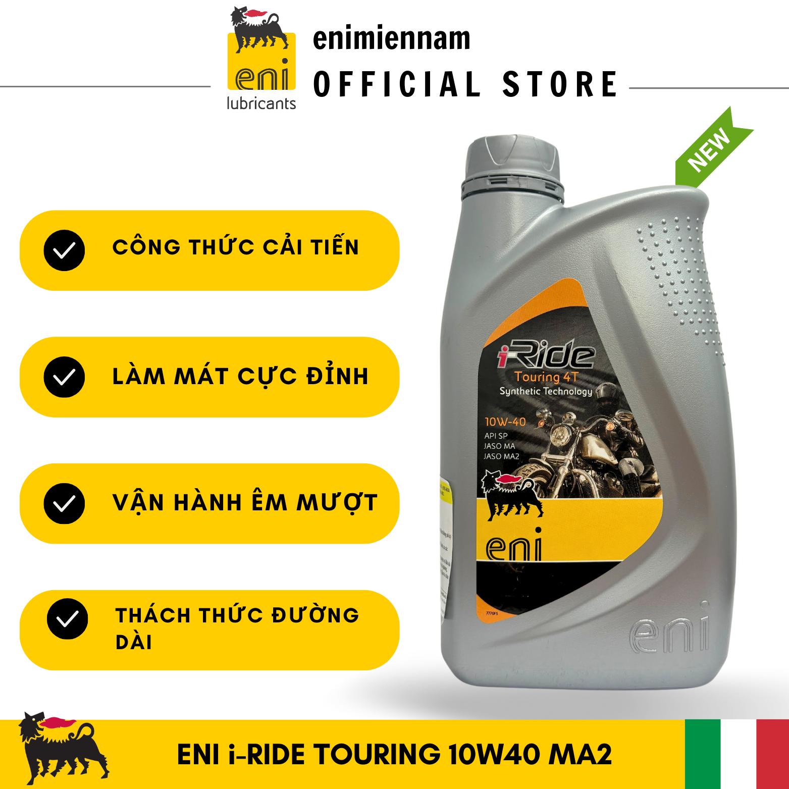 (HCM) Nhớt Eni I-Ride Touring 4T 10W40 1L new (xe côn tay và moto PKL)